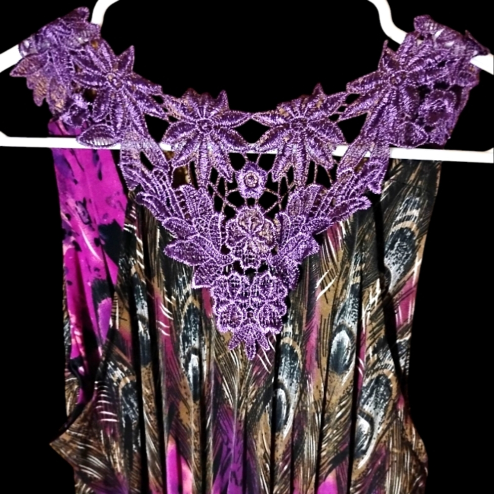 Purple Asymmetrical Embellished Sleeveless Tank Top - Picture 2 of 5